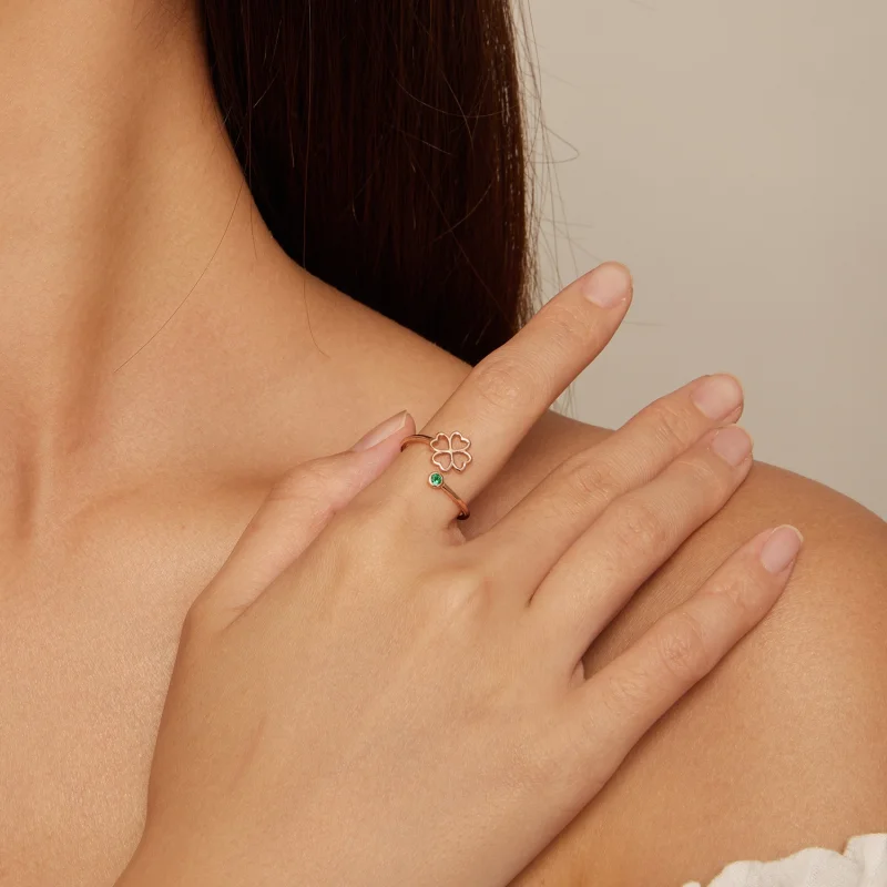 (Bild für) Pandora Style Vierblättriges Kleeblatt Ring aus Roségold mit Öffnung - SCR843-C - Ansicht 4