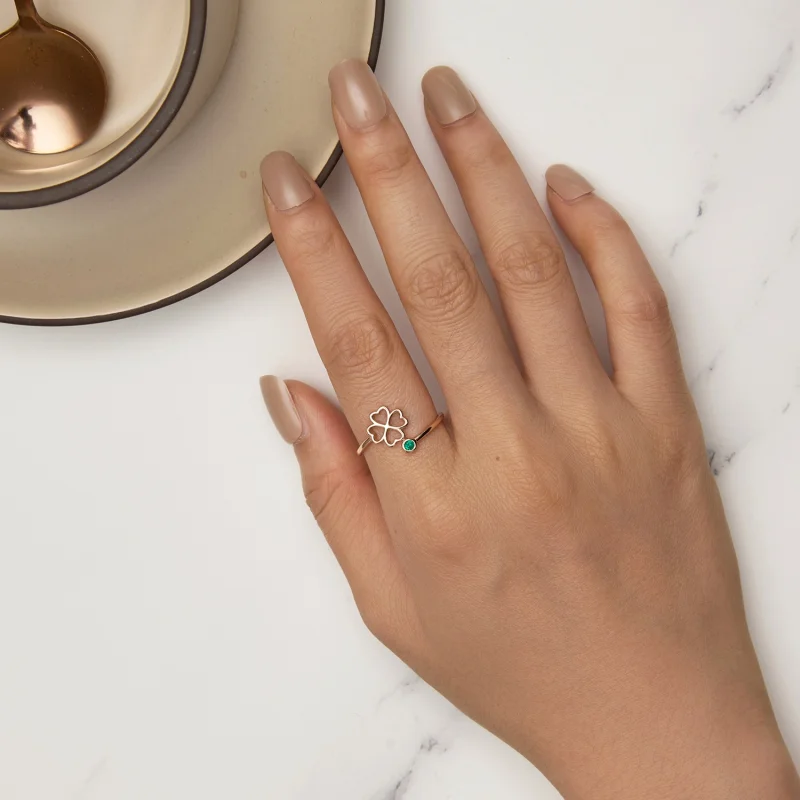 (Bild für) Pandora Style Vierblättriges Kleeblatt Ring aus Roségold mit Öffnung - SCR843-C - Ansicht 5