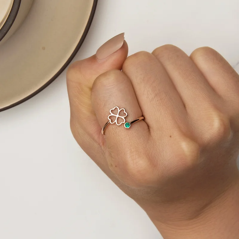 (Bild für) Pandora Style Vierblättriges Kleeblatt Ring aus Roségold mit Öffnung - SCR843-C - Ansicht 6