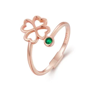 (Bild für) Pandora Style Vierblättriges Kleeblatt Ring aus Roségold mit Öffnung - SCR843-C