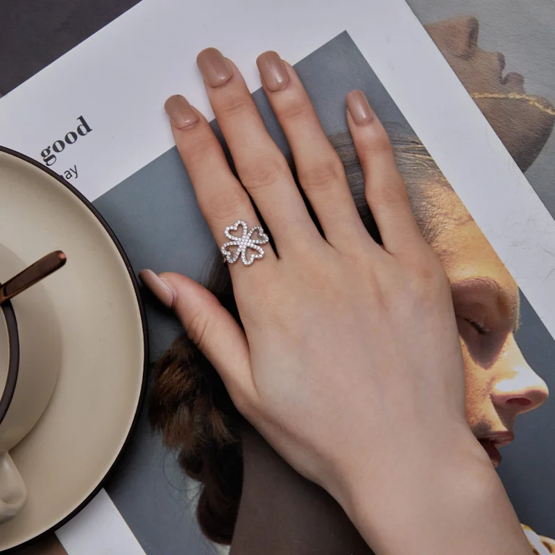 (Bild für) Pandora Style Vierblättriges Kleeblatt Ring - BSR399 - Ansicht 5