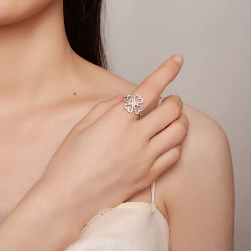 (Bild für) Pandora Style Vierblättriges Kleeblatt Ring - BSR399 - Ansicht 6