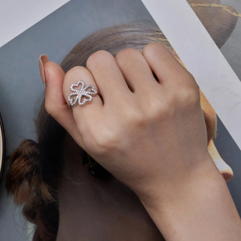 (Bild für) Pandora Style Vierblättriges Kleeblatt Ring - BSR399 - Ansicht 7