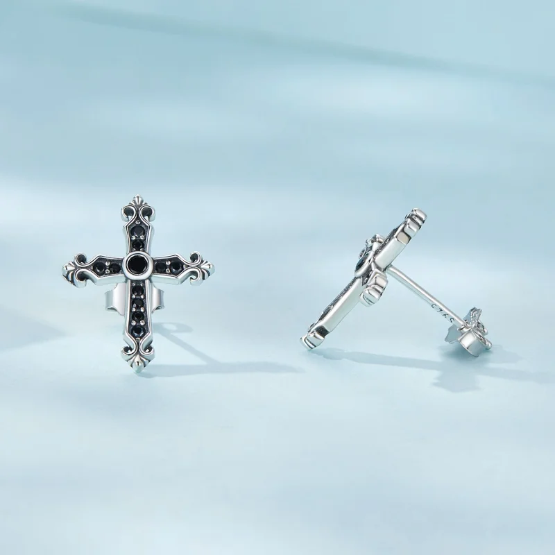 (Bild für) Pandora Style Vintage Kreuz Stecker Ohrringe - SCE1655 - Ansicht 4
