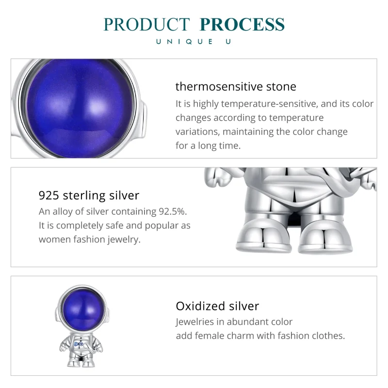 (Bild für) Pandora Style Warm-Sensing Astronaut Charm - BSC578-CF - Ansicht 6
