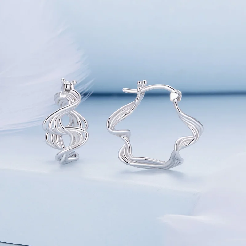 (Bild für) Pandora Style Wave Hoop Earrings - BSE907 - Ansicht 2