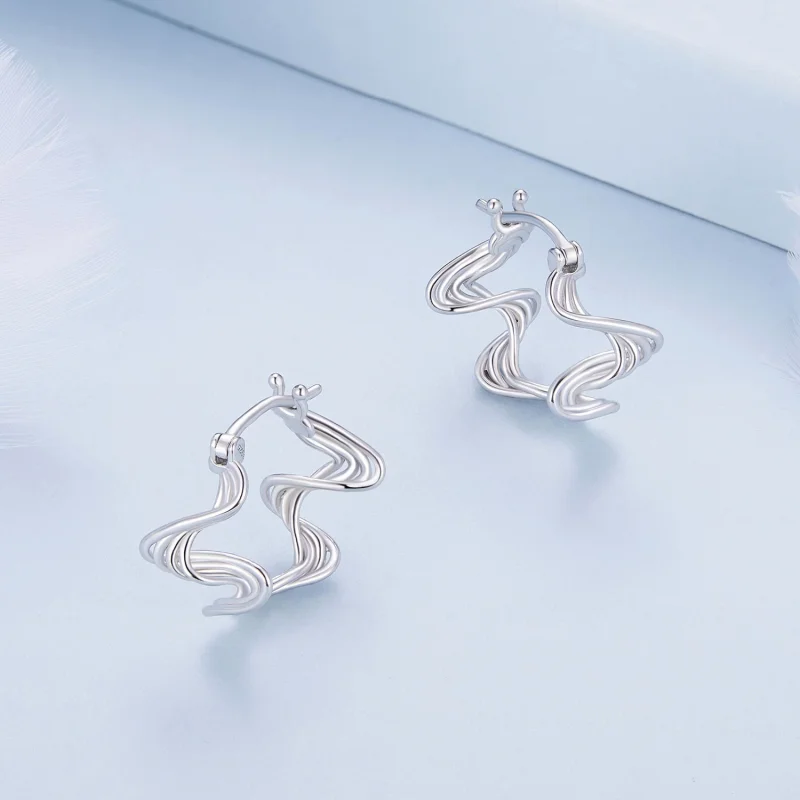 (Bild für) Pandora Style Wave Hoop Earrings - BSE907 - Ansicht 3