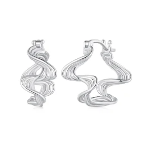 (Bild für) Pandora Style Wave Hoop Earrings - BSE907