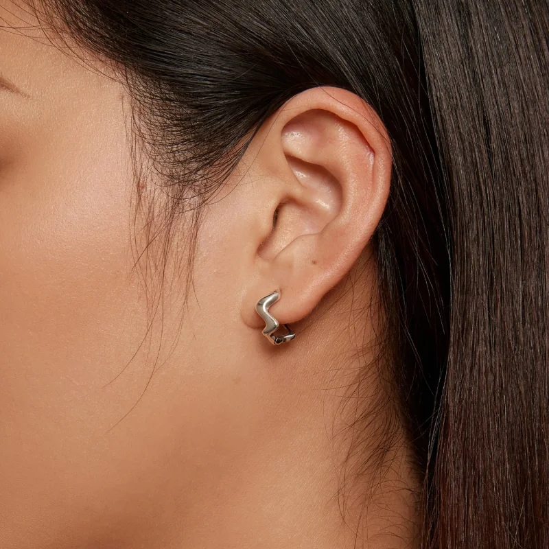 (Bild für) Pandora Style Wave Hoop Ohrringe - SCE1624 - Ansicht 7