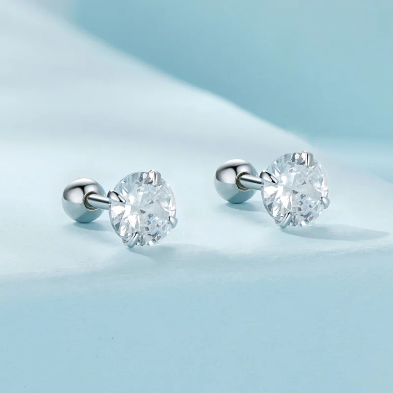 (Bild für) Pandora Style Weiße Zirkonium Stecker Ohrringe - SCE1646-M - Ansicht 2