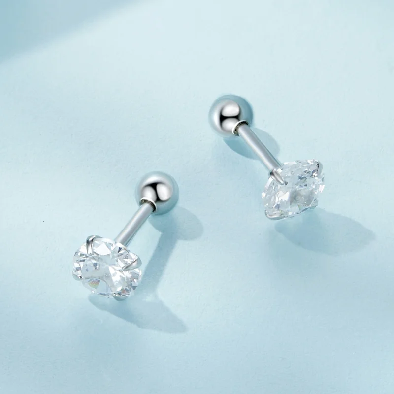 (Bild für) Pandora Style Weiße Zirkonium Stecker Ohrringe - SCE1646-M - Ansicht 3