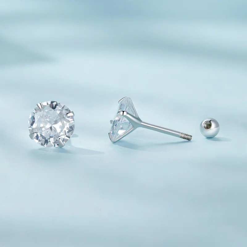 (Bild für) Pandora Style Weiße Zirkonium Stecker Ohrringe - SCE1646-M - Ansicht 4