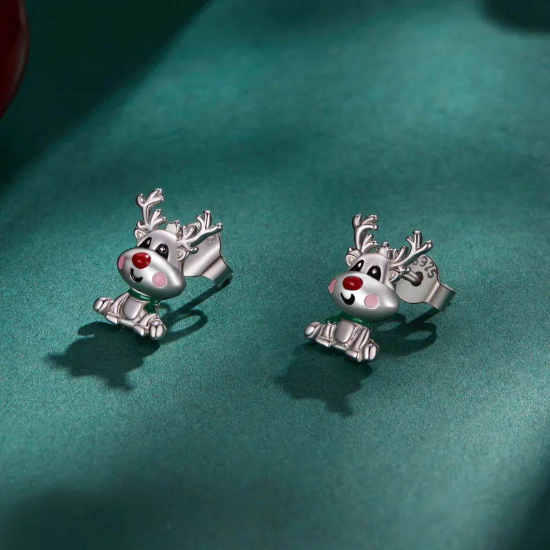 (Bild für) Pandora Style Weihnachts-Rentier-Stecker Ohrringe - BSE920 - Ansicht 2