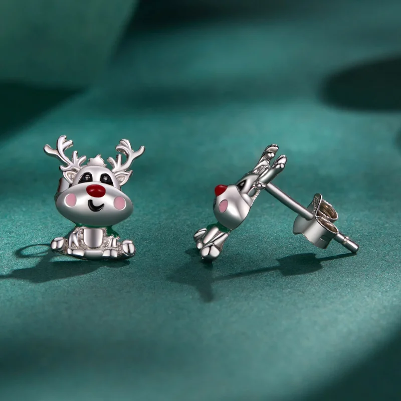 (Bild für) Pandora Style Weihnachts-Rentier-Stecker Ohrringe - BSE920 - Ansicht 3