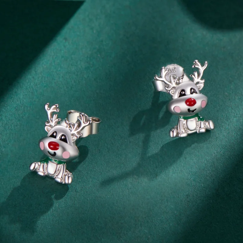 (Bild für) Pandora Style Weihnachts-Rentier-Stecker Ohrringe - BSE920 - Ansicht 4