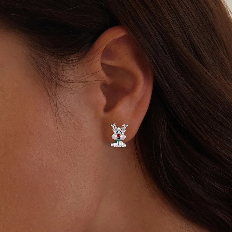 (Bild für) Pandora Style Weihnachts-Rentier-Stecker Ohrringe - BSE920 - Ansicht 5