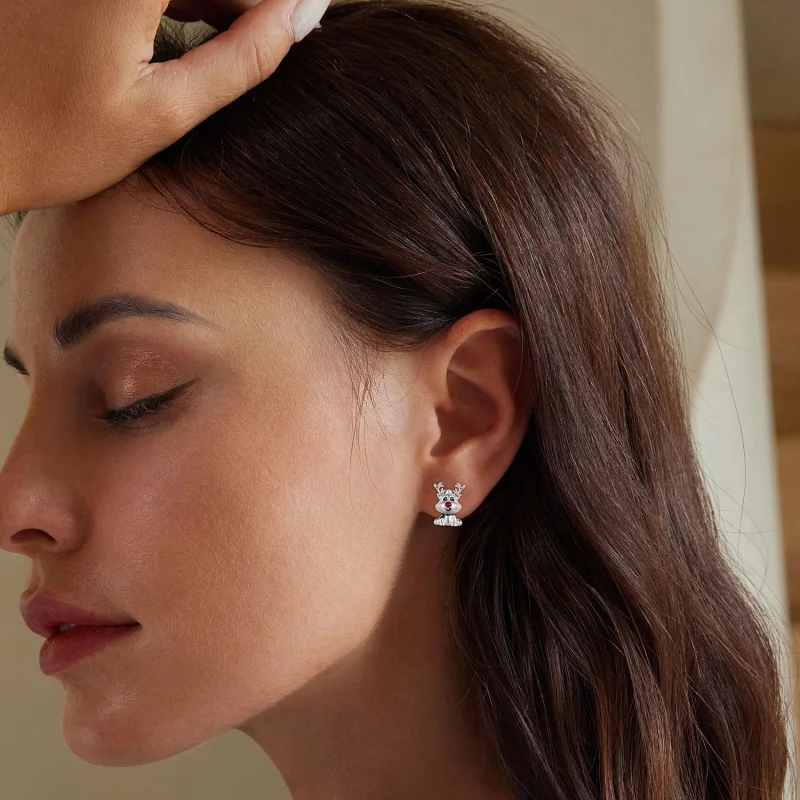 (Bild für) Pandora Style Weihnachts-Rentier-Stecker Ohrringe - BSE920 - Ansicht 6