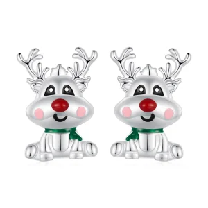 (Bild für) Pandora Style Weihnachts-Rentier-Stecker Ohrringe - BSE920