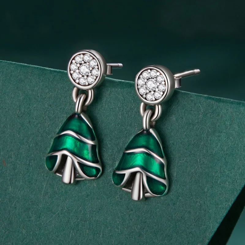 (Bild für) Pandora Style Weihnachtsbaum-Stecker Ohrringe - BSE919 - Ansicht 2