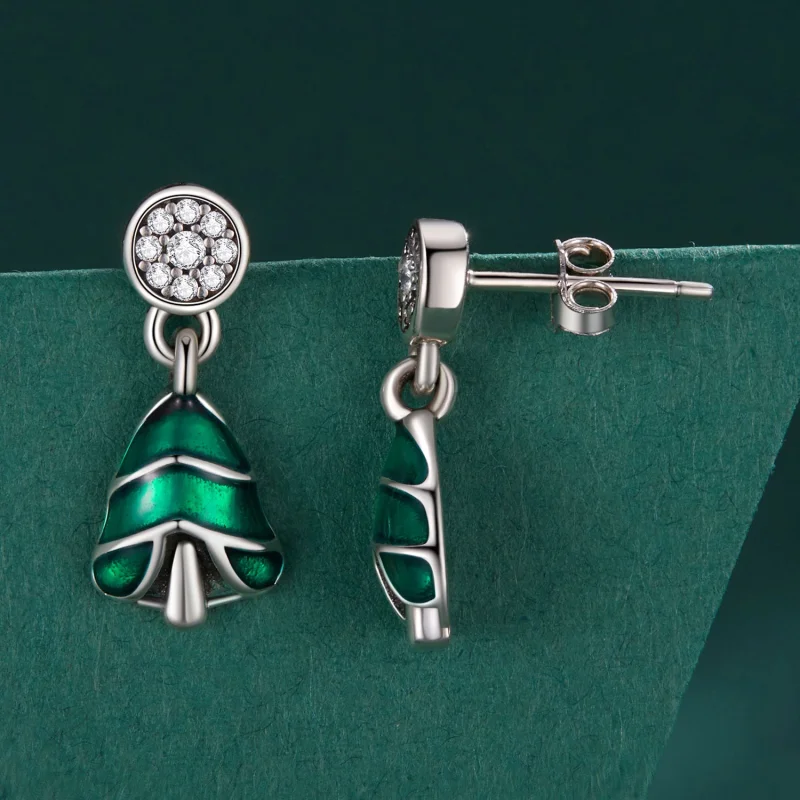 (Bild für) Pandora Style Weihnachtsbaum-Stecker Ohrringe - BSE919 - Ansicht 3