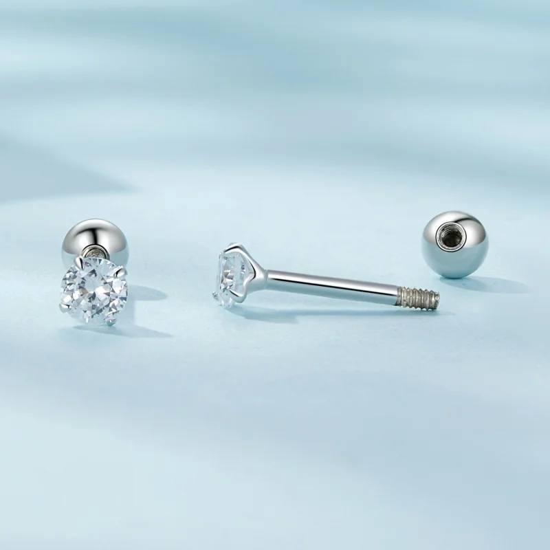 (Bild für) Pandora Style White Zirconium Studs Earrings - SCE1646-S - Ansicht 4