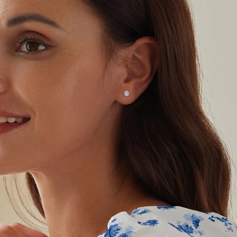 (Bild für) Pandora Style White Zirconium Studs Earrings - SCE1646-S - Ansicht 5