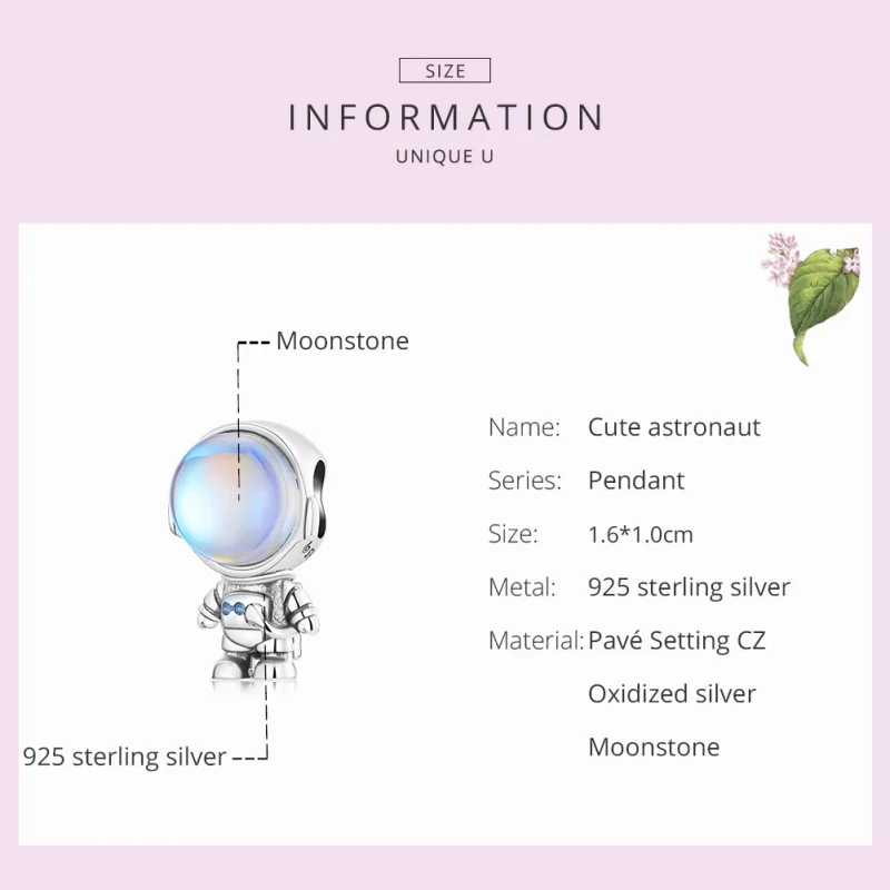 (Bild für) Pandora Style Wärmeempfindlicher Astronaut-Anhänger - BSC578 - Ansicht 3