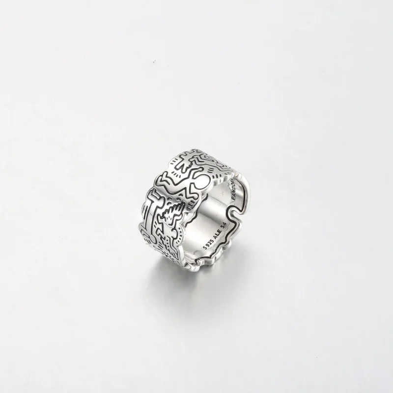 (Bild für) Keith Haring™ x Pandora Line Art Love & People Weitring - 192222C01 - Ansicht 2
