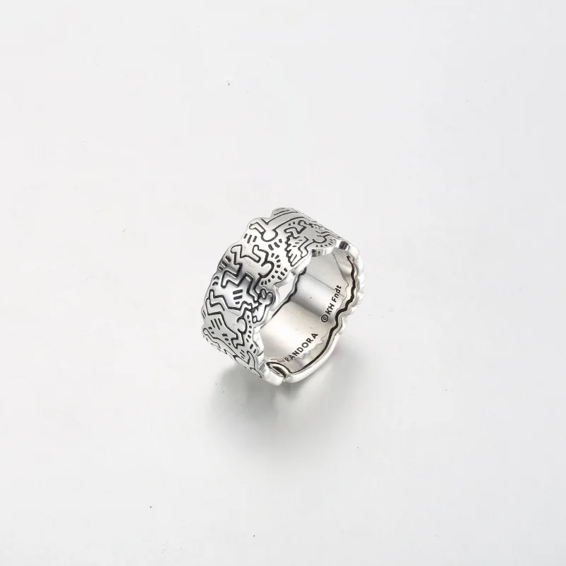 (Bild für) Keith Haring™ x Pandora Line Art Love & People Weitring - 192222C01 - Ansicht 3