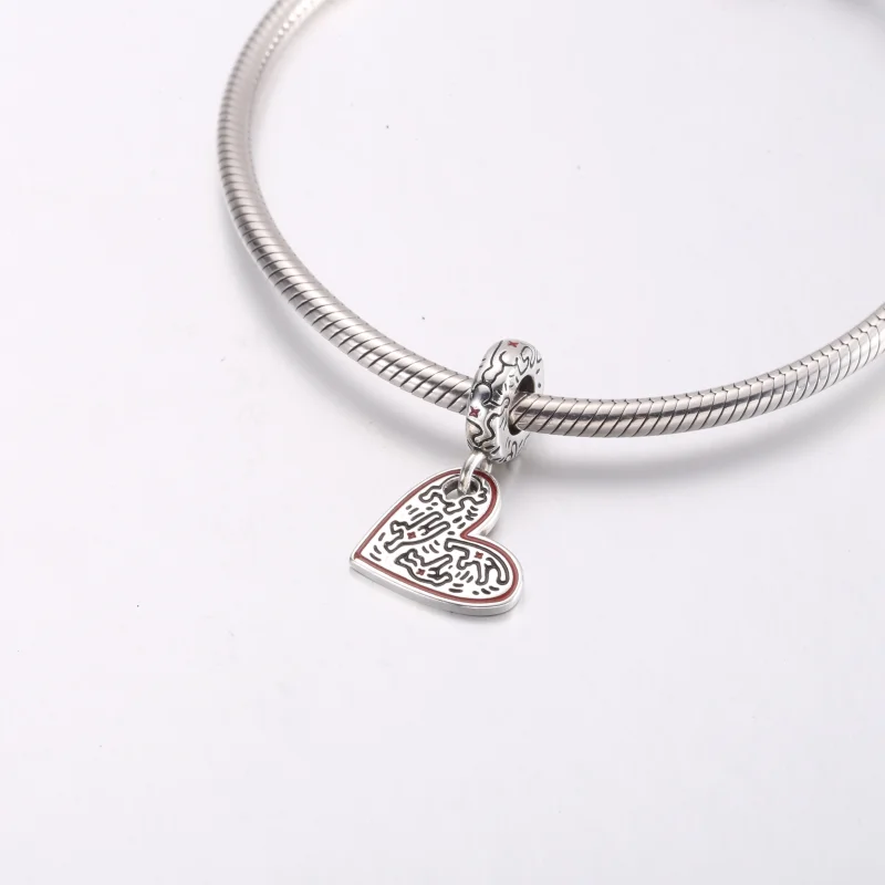 (Bild für) Keith Haring™ x Pandora Strichmännchen-Herz-Anhänger - 792215C01 - Ansicht 4
