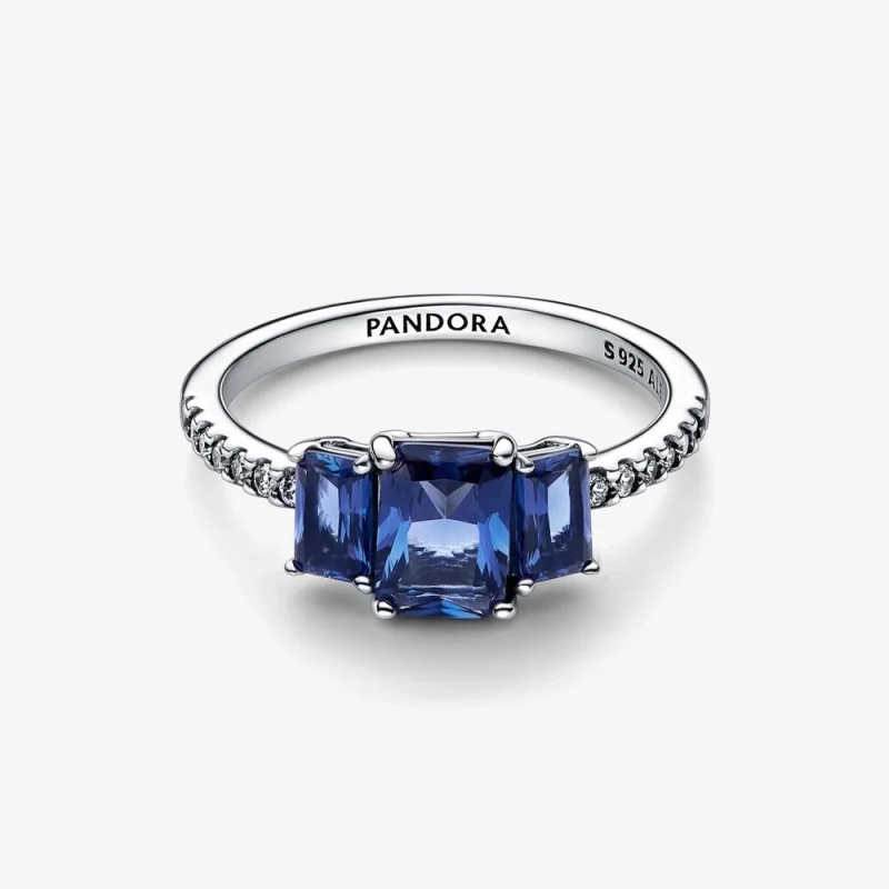 (Bild für) Pandora Blaue Rechteckige Drei-Stein-Funkelnde Ring - 192389C01 - Ansicht 6