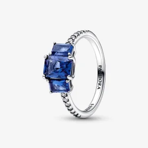 (Bild für) Pandora Blaue Rechteckige Drei-Stein-Funkelnde Ring - 192389C01