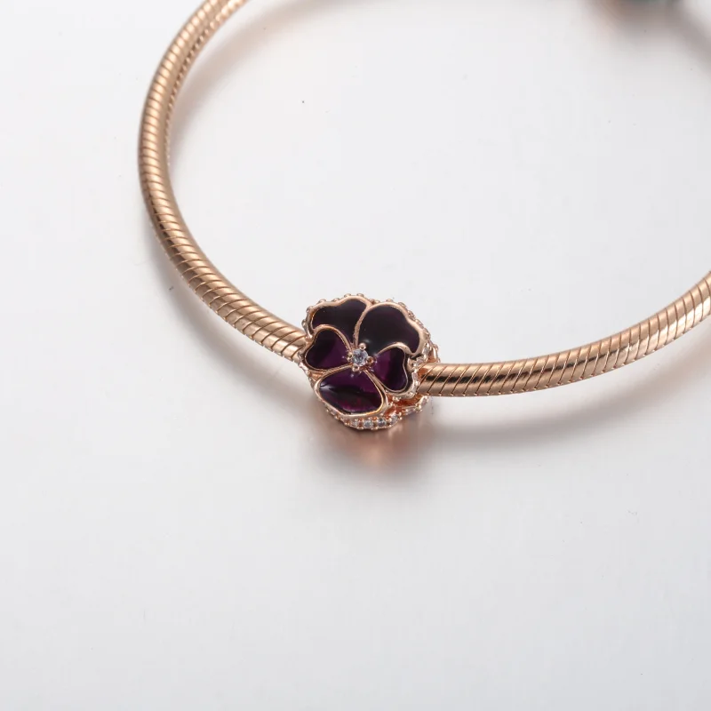 (Bild für) Pandora Deep Purple Stiefmütterchen Charm - 780777C01 - Ansicht 4