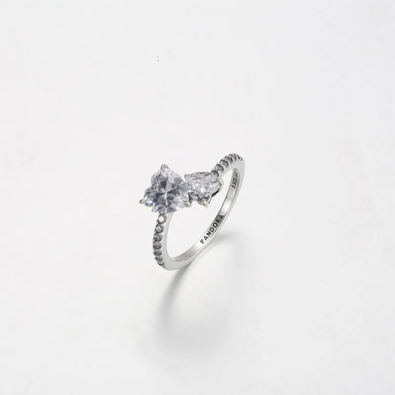 (Bild für) Pandora Double Heart Sparkling Ring - 191198C01 - Ansicht 2