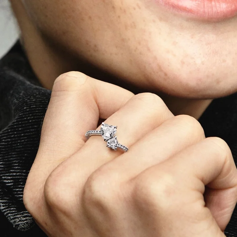 (Bild für) Pandora Double Heart Sparkling Ring - 191198C01 - Ansicht 5