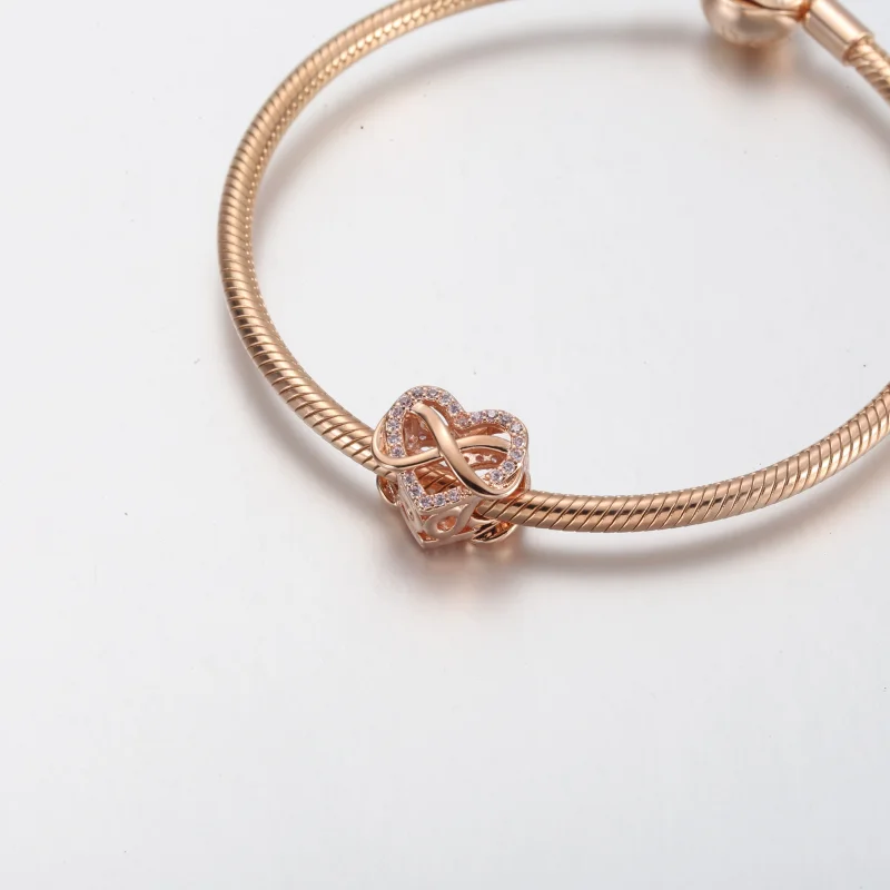 (Bild für) Pandora Family Infinity Pink Heart Charm - 782246C01 - Ansicht 4