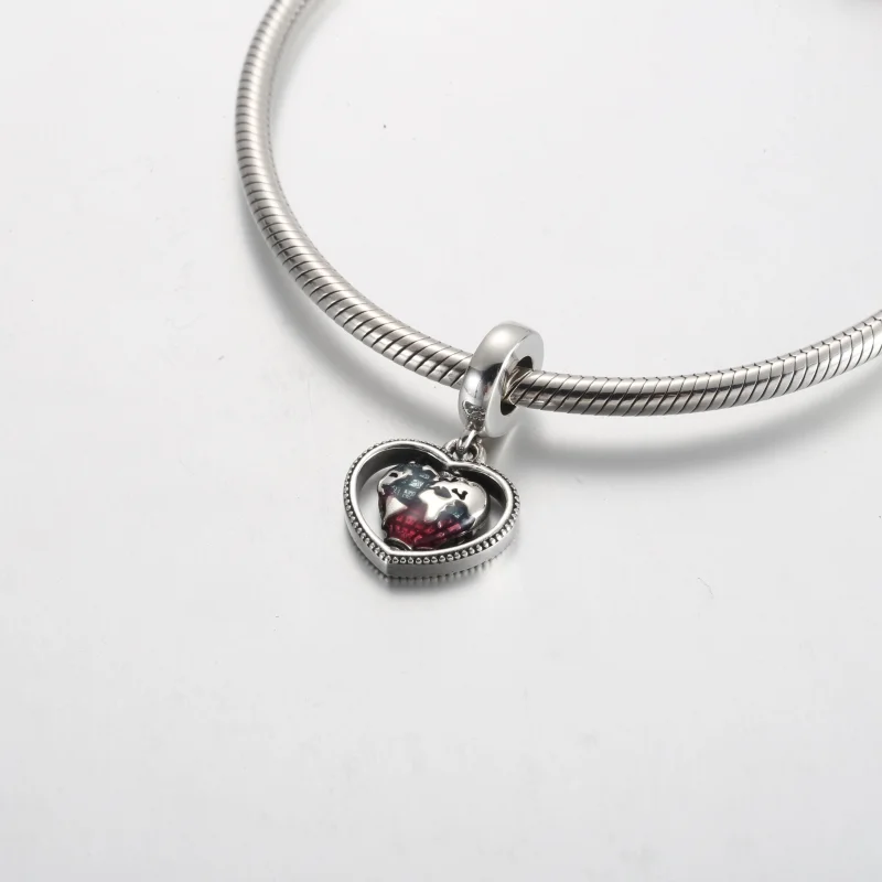 (Bild für) Pandora Family Spinning Heart Globe Dangle Charm - 792240C01 - Ansicht 4