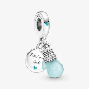 (Bild für) Pandora Glow-in-the-dark Lightbulb Double Dangle Charm - 791123C01