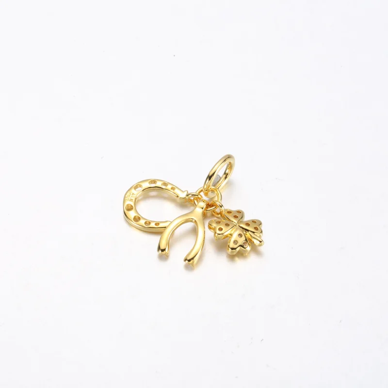 (Bild für) Pandora Lucky Clover, Wishbone & Horseshoe Anhänger - 752337c01 - Ansicht 3