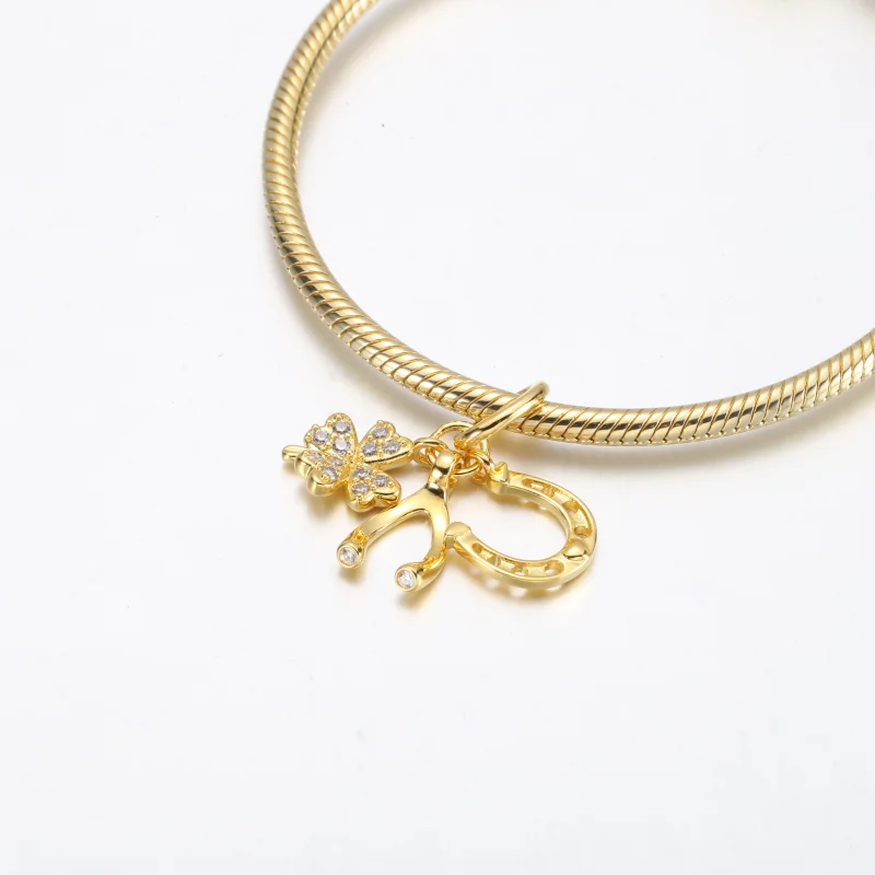 (Bild für) Pandora Lucky Clover, Wishbone & Horseshoe Anhänger - 752337c01 - Ansicht 4