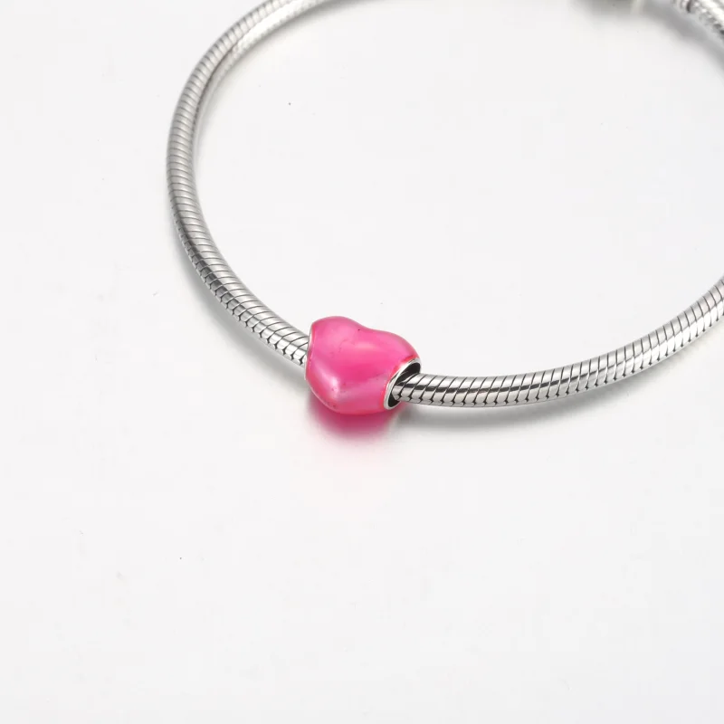 (Bild für) Pandora Metallic Pink Heart Charm - 799291C03 - Ansicht 5