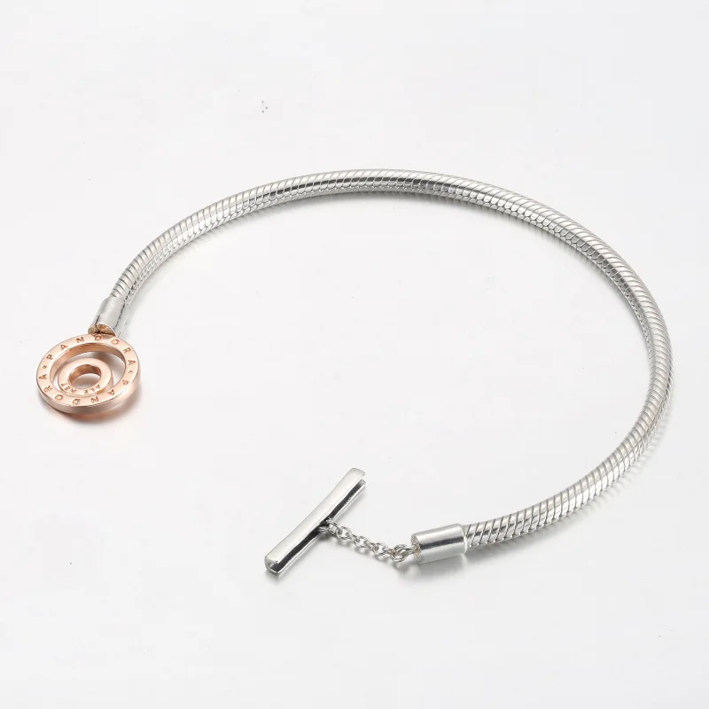 (Bild für) Pandora Moments Zweifarbiges Logo T-Bar Schlangenkettchen - 582309C00 - Ansicht 3