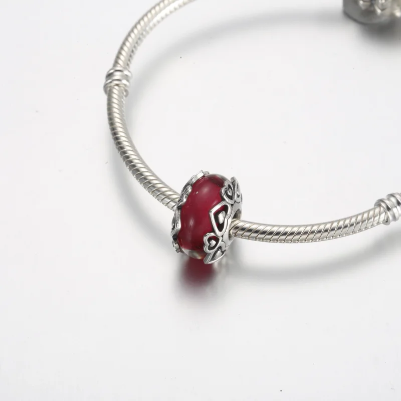 (Bild für) Pandora Offenbare Deine Liebe Rosa Murano-Glas Charm - 791159C00 - Ansicht 4