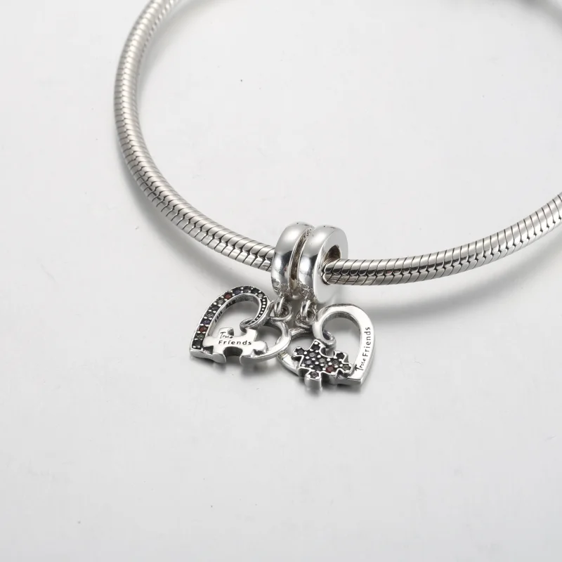 (Bild für) Pandora Puzzle Piece Hearts Splittbare Freundschafts-Anhänger - 792239C01 - Ansicht 4