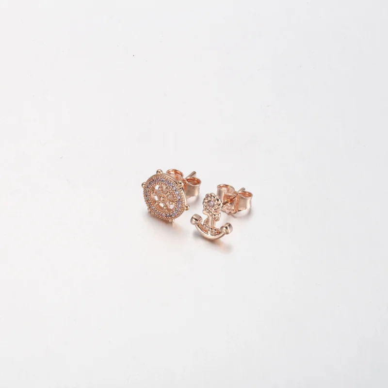 (Bild für) PANDORA Roségold Sparkling Rudder and Anchor Steckerohrringe - P-D-3739 - Ansicht 2
