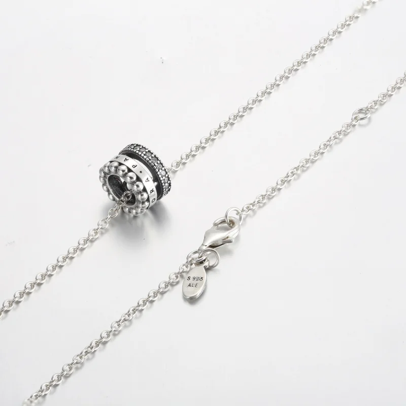 (Bild für) Pandora Signature Logo Pavé & Perlen Anhänger & Halskette - 392311C01 - Ansicht 4