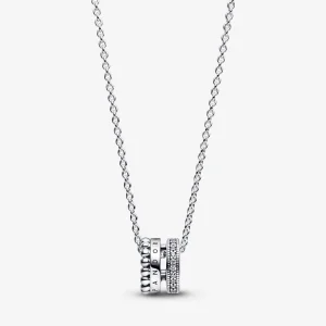 (Bild für) Pandora Signature Logo Pavé & Perlen Anhänger & Halskette - 392311C01
