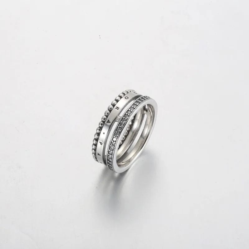 (Bild für) Pandora Signature Logo Pavé & Perlen Ring - 192312C01 - Ansicht 2