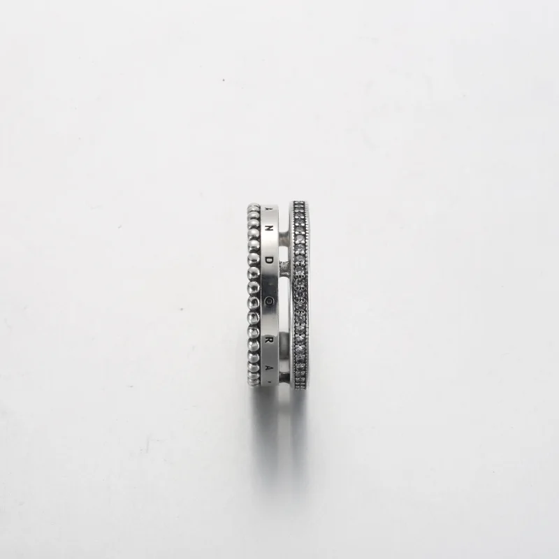 (Bild für) Pandora Signature Logo Pavé & Perlen Ring - 192312C01 - Ansicht 4