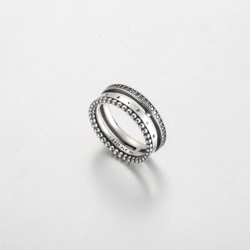 (Bild für) Pandora Signature Logo Pavé & Perlen Ring - 192312C01 - Ansicht 5